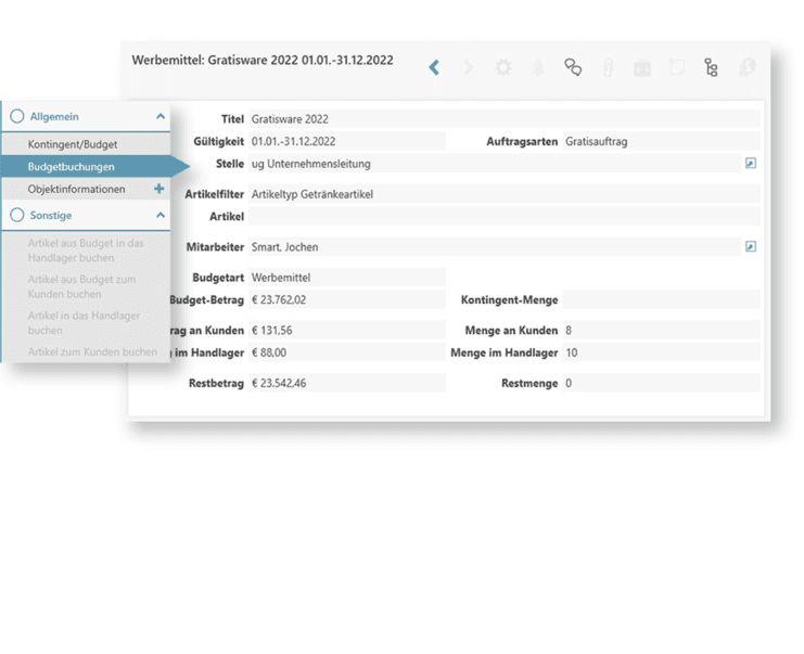 Screenshot des Budget-Monitorings im ProfitSystem